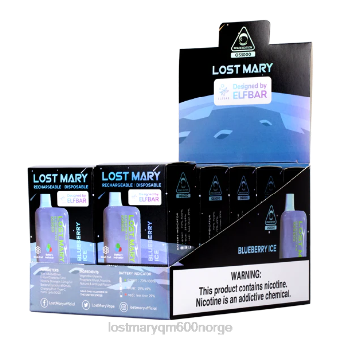 V4X2F16 LOST MARY vape pris - blåbæris LOST MARY OS5000