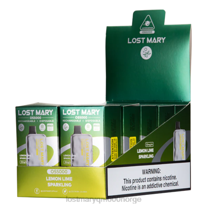 V4X2F41 LOST MARY store - sitron lime musserende LOST MARY OS5000 glans