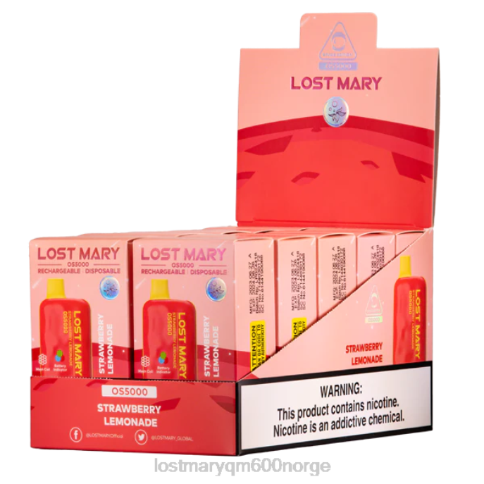 V4X2F68 LOST MARY vape nikotin - jordbær limonade LOST MARY OS5000