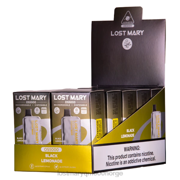 V4X2F8 LOST MARY vape nikotin - svart limonade LOST MARY OS5000 glans