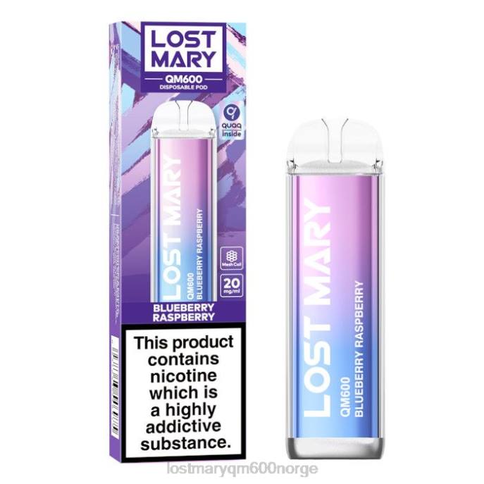 V4X2F158 LOST MARY vape nikotin - blåbær bringebær LOST MARY QM600 engangs vape