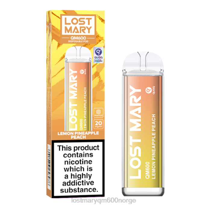 V4X2F163 LOST MARY Norge - sitron ananas fersken LOST MARY QM600 engangs vape