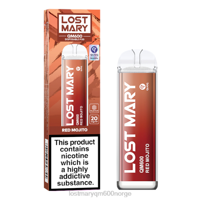 V4X2F164 LOST MARY review - rød mojito LOST MARY QM600 engangs vape