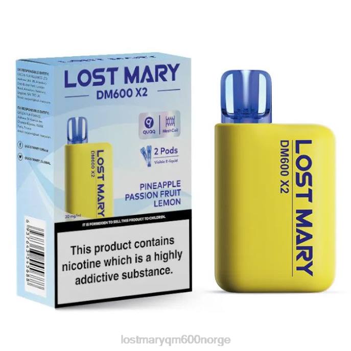 V4X2F197 LOST MARY price - ananas pasjonsfrukt sitron LOST MARY DM600 x2 engangsvape