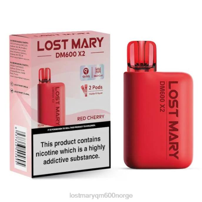 V4X2F198 LOST MARY vape nikotin - rødt kirsebær LOST MARY DM600 x2 engangsvape