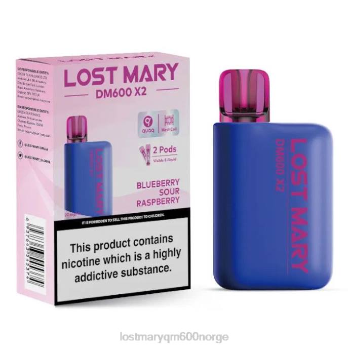 V4X2F202 LOST MARY pris - blåbærsur bringebær LOST MARY DM600 x2 engangsvape